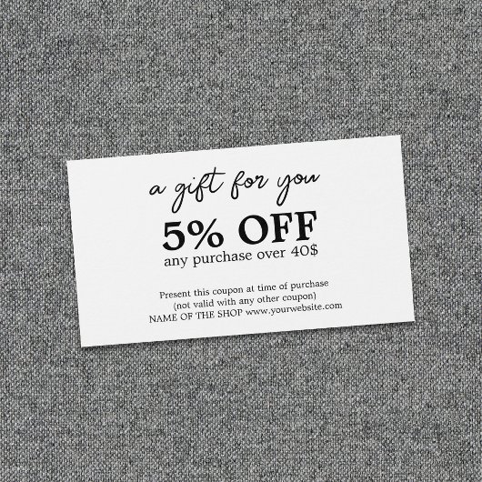 Minimalistischer Schwarz-weißer Coupon