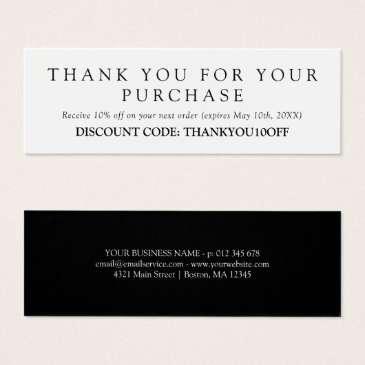 Minimalistischer Schwarz-weißer Diskontsatz (Vorne & Hinten)