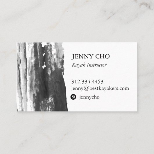 Minimalistischer Schwarz-weißer Farbstreifen Visitenkarte (Rückseite)