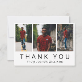 Minimalistischer Schwarz-weißer FotoCollage Abschl Dankeskarte