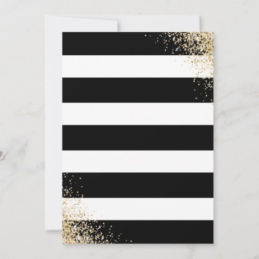 Minimalistischer Schwarz-weißer Goldene Confetti 5 Einladung (Rückseite)