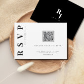 Minimalistischer schwarz-weißer Hochzeitscode qr RSVP Karte