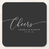 Minimalistischer Schwarz-weißer Hochzeitsplatz Rechteckiger Pappuntersetzer (Vorderseite)