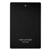 Minimalistischer Schwarz-weißer individuelle Name Mini Klemmbrett (Rückseite)