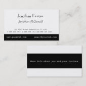 Minimalistischer Schwarz-weißer Minimal einfach Visitenkarte (Vorne/Hinten)