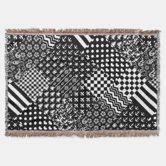 Minimalistischer Schwarz-weißer Mixed-Muster-Stil Decke (Vorderseite)