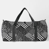 Minimalistischer Schwarz-weißer Mixed-Muster-Stil Duffle Bag (Rückseite)