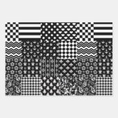 Minimalistischer Schwarz-weißer Mixed-Muster-Stil Geschenkpapier Set (Vorderseite 3)