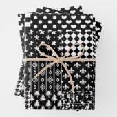 Minimalistischer Schwarz-weißer Mixed-Muster-Stil Geschenkpapier Set (Beispiel)