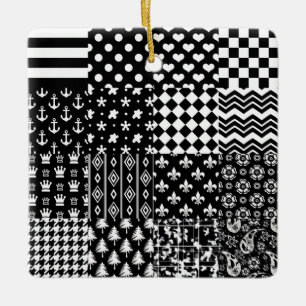 Minimalistischer Schwarz-weißer Mixed-Muster-Stil Keramikornament