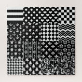 Minimalistischer Schwarz-weißer Mixed-Muster-Stil Puzzle (Vertikal)