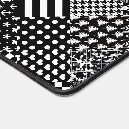 Minimalistischer Schwarz-weißer Mixed-Muster-Stil Schreibtischunterlage (Ecke)