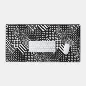 Minimalistischer Schwarz-weißer Mixed-Muster-Stil Schreibtischunterlage (Tastatur & Maus)