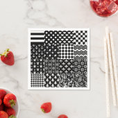 Minimalistischer Schwarz-weißer Mixed-Muster-Stil Serviette (Beispiel)