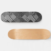 Minimalistischer Schwarz-weißer Mixed-Muster-Stil Skateboard (Horizontal)
