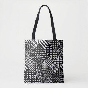 Minimalistischer Schwarz-weißer Mixed-Muster-Stil Tasche