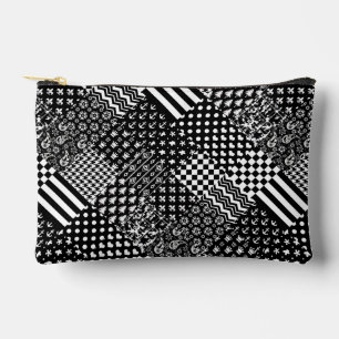 Minimalistischer Schwarz-weißer Mixed-Muster-Stil Zubehörtasche