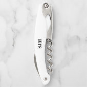 Minimalistischer Schwarz-weißer Name der benutzerd Kellnermesser (Rückseite)