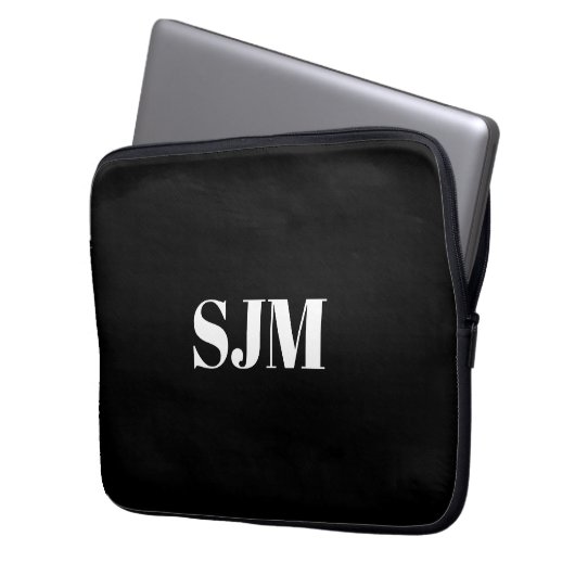 Minimalistischer Schwarz-weißer Name der benutzerd Laptopschutzhülle (Vorderseite Links)