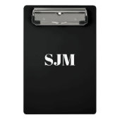 Minimalistischer Schwarz-weißer Name der benutzerd Mini Klemmbrett (Vorderseite)