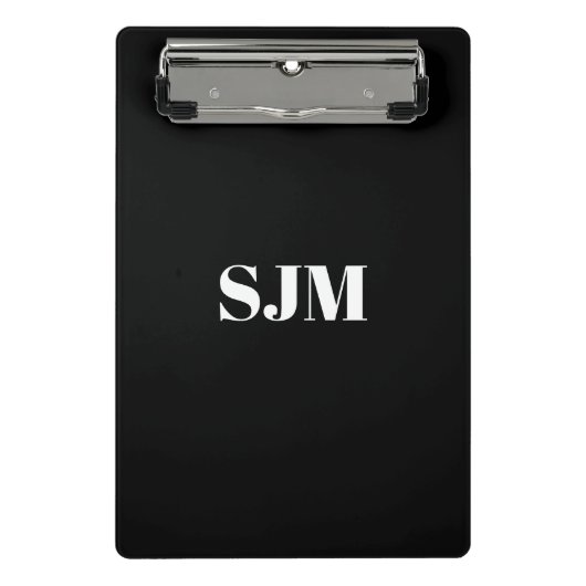 Minimalistischer Schwarz-weißer Name der benutzerd Mini Klemmbrett (Vorderseite)
