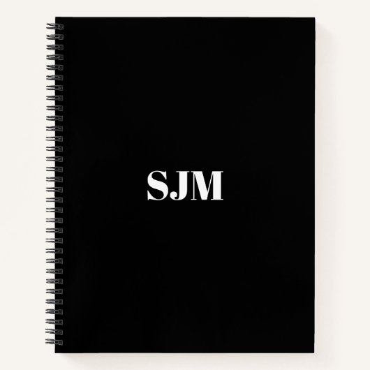 Minimalistischer Schwarz-weißer Name der benutzerd Notizblock (Vorderseite)