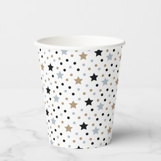 Minimalistischer Schwarz-weißer Party-Cup Pappbecher (Vorderseite)