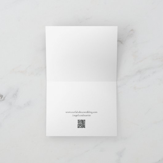 Minimalistischer Schwarz-weißer Platzkarte QR-Code Dankeskarte (Innenseite)