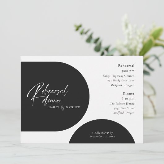 Minimalistischer Schwarz-weißer QR-Code Einladung (Stehend Vorderseite)