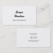 Minimalistischer Schwarz-weißer Script-Führungskra Visitenkarte (Vorne/Hinten)