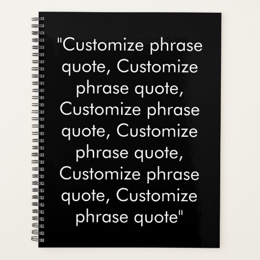 Minimalistischer Schwarz-weißer Text - modern Planer (Vorderseite)