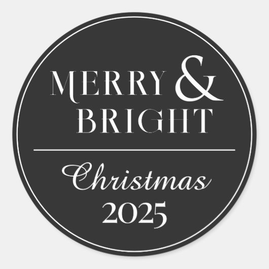 Minimalistischer Schwarz-weißer Weihnachtssticker  Runder Aufkleber (Vorderseite)