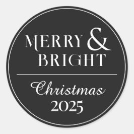 Minimalistischer Schwarz-weißer Weihnachtssticker  Runder Aufkleber