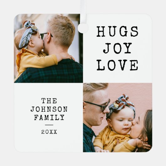 Minimalistischer Schwarz-weißer Weihnachtsurlaub Ornament Aus Metall (Vorderseite)