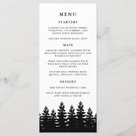 Minimalistischer Schwarz-weißer Winterhochzeittisc Menükarte