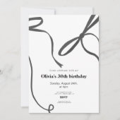 Minimalistischer schwarzer Bogen 30. Geburtstag Einladung (Vorderseite)