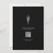 Minimalistischer schwarzer Botanischer Bouquet QR- Save The Date (Rückseite)