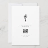 Minimalistischer schwarzer Botanischer Bouquet QR- Save The Date (Rückseite)