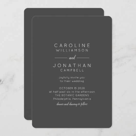 Minimalistischer Schwarzer Chic Elegante Moderne H Einladung (Vorne/Hinten)