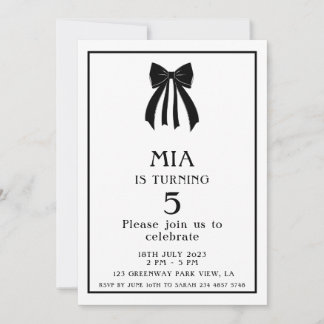 Minimalistischer Schwarzer Coquette Bow Einladung