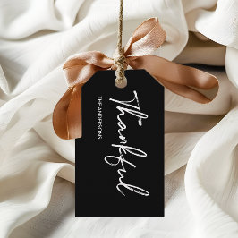 Minimalistischer schwarzer "dankbarer" Erntedank Geschenkanhänger