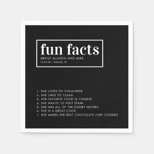 Minimalistischer Schwarzer Hochzeitspass - Fakten Serviette