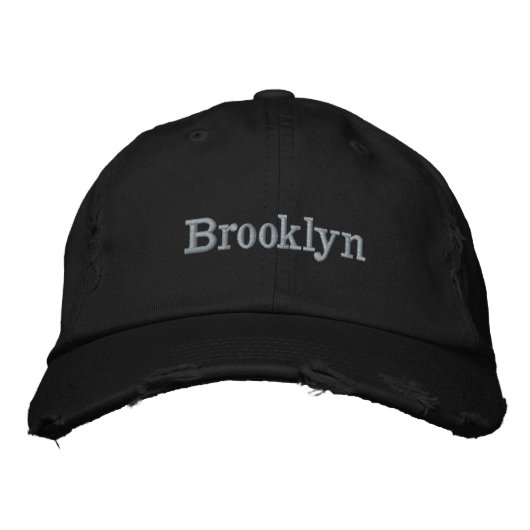 Minimalistischer Schwarzer Individuelle Name-Text  Bestickte Baseballkappe (Vorderseite)