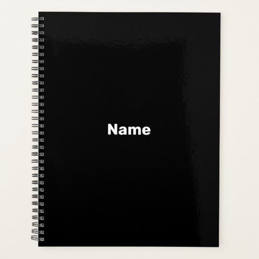 Minimalistischer Schwarzer individuelle Name Text Planer (Vorderseite)