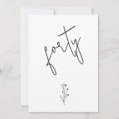 Minimalistischer schwarzer Kalligraphietext 40. Ge Einladung (Rückseite)