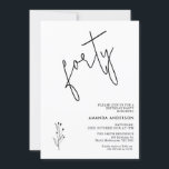 Minimalistischer schwarzer Kalligraphietext 40. Ge Einladung<br><div class="desc">Minimalistischer Schwarzer Kalligraphie Text 40. Geburtstag Einladung Einfach,  modern und minimalistisch im Stil,  schwarzer Text gefärbt 40. Geburtstagseinladung mit einem herausnehmbaren schwarz gezeichnet Blattmotiv.</div>