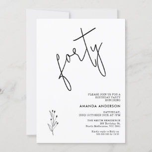 Minimalistischer schwarzer Kalligraphietext 40. Ge Einladung