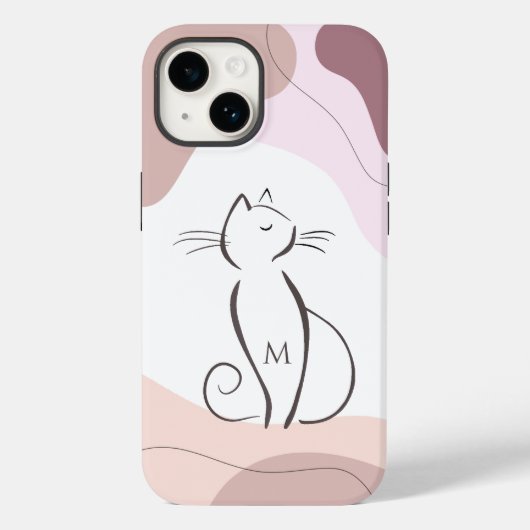 Minimalistischer schwarzer Katzenboho Bio Formen M Case-Mate iPhone Hülle (Rückseite)