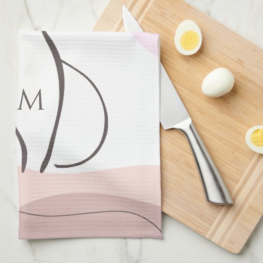 Minimalistischer schwarzer Katzenboho Bio Formen M Geschirrtuch (Viertel Falte)