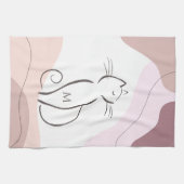 Minimalistischer schwarzer Katzenboho Bio Formen M Geschirrtuch (Horizontal)